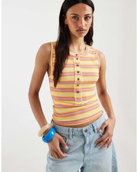 Free People - Jamie Button Down Henley Tank Top - Lyst