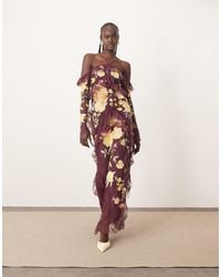 ARRANGE Applique Embroidered Lace Panelled Cami Maxi Dress in Natural |  Lyst Canada