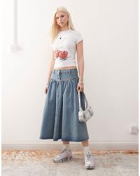Collusion - Denim Midi Skirt - Lyst