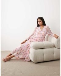 Vila - Textured Wrap Maxi Dress With Frill Detailing - Lyst