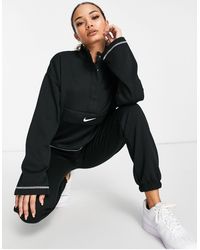 Nike Черный Свитшот С Воротником-стойкой И Логотипом-галочкой