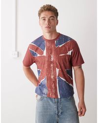 Reclaimed (vintage) - Slim Cropped Boxy Tee With Union Jack Graphic - Lyst