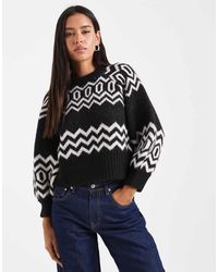 ASOS - Maglione Girocollo Strutturato Con Motivo Fair Isle - Lyst