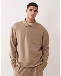 ASOS - Oversized Quarter Zip Sweatshirt With Ribbed Collar - Lyst