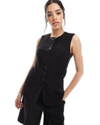 Pieces - Gilet Met Lange Pasvorm - Lyst