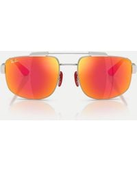 Ray-Ban - Rb3789M Scuderia Ferrari Collection Square Sunglasses With Mirrored Lens - Lyst