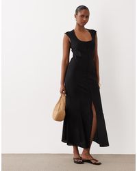 ASOS - Square Neck Button Down Midi Sundress - Lyst