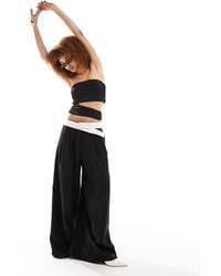 Lioness - Low Rise Tailored Contrast Waistband Trousers - Lyst