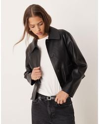 Mango - Faux Leather Boxy Jacket - Lyst