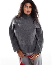 ASOS - Asos Design Curve Knitted High Neck Jumper With Turn Back Cuffs - Lyst