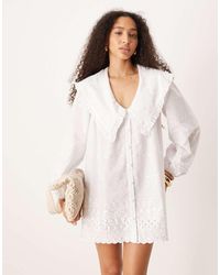 ASOS - Vestito Corto Stile Camicia A Maniche Lunghe Con Colletto Oversize - Lyst