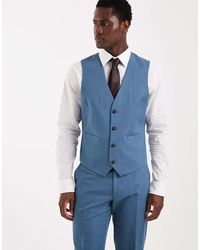 ASOS - Chaleco De Traje De Corte Slim De Sarga Rica En Lino De - Lyst