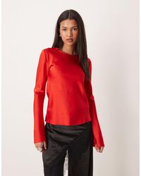 Ghospell - Satin Backless Cowl Tie Neck Top - Lyst