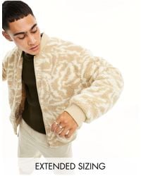 ASOS - Borg Bomber Jacket With Tiger Print - Lyst