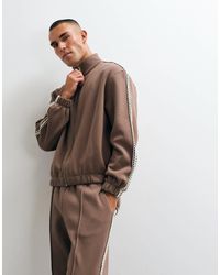 ASOS - Relaxed Boxy Zip Through Jersey Jacket With Woven Tape - Lyst