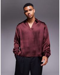 ASOS - – kastiges oversize-hemd zum drüberziehen aus satin - Lyst