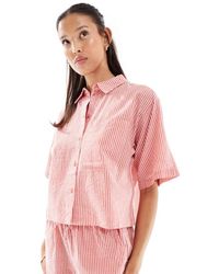 JJXX - Camicia Taglio Corto Oversize Rossa A Righe - Lyst