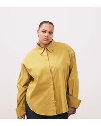 ASOS - Asos Design Curve Shoulder Pad Dipped Hem Shirt - Lyst