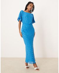 Never Fully Dressed - Emma Metallic Plissé Maxi Dress - Lyst