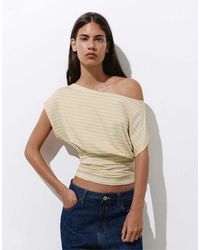 Pull&Bear - Asymmetrische Top Met Rimpeleffect En Strepen - Lyst