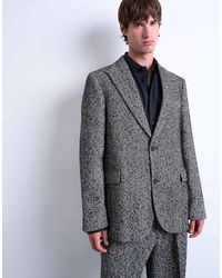 TOPMAN - Ruimvallende Blazer Van Wolmix Met Visgraat - Lyst