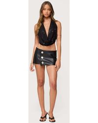 Edikted - Kaine Button Faux Leather Mini Skort - Lyst