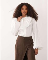 Iyal - Cotton Oversized Bow Detail Poplin Shirt Co-ord - Lyst