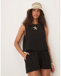 ASOS - Dubbellaagse Playsuit Met Open Achterkant - Lyst