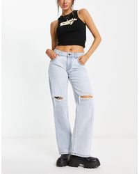 Cotton On - Cotton On Low Rise Straight Leg Jeans With Ripped Knees - Lyst