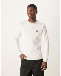 Calvin Klein - Top Met Geweven Label, Wafelstructuur En Lange Mouwen - Lyst