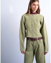 TOPSHOP - Denim Cinch Shirt With Ovoid Sleeves - Lyst