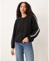 Y.A.S - Contrast Stitch Detail Soft Cardigan - Lyst