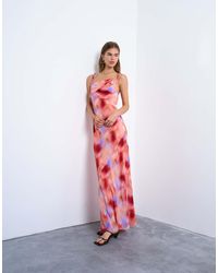 TOPSHOP - Vestito Midi Con Stampa Astratta Con Spalle Scoperte - Lyst