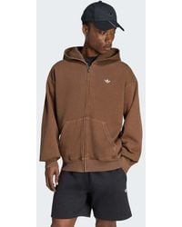 adidas Originals - Trefoil Essentials Washed Full Zip Loose Hoodie - Lyst