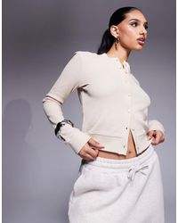 ASOS - Weekend Collective Waffle Cardigan With Wovel Label - Lyst