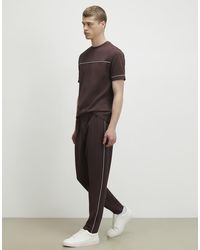 River Island - Slim Fit Piped Textured Joggers - Lyst