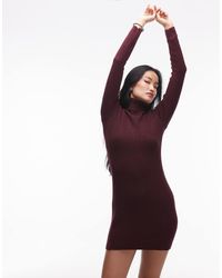 Mango - High Neck Mini Knitted Dress - Lyst