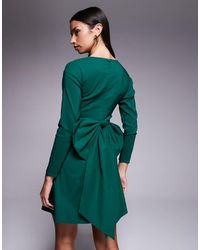 TFNC London - Bengaline Long Sleeve A-Line Bow Back Mini Dress - Lyst