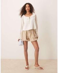ASOS - Tailored Crinkle Puffball Hem Shorts - Lyst