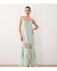 ASOS - Asos Design Petite Lace Insert Hanky Hem Maxi Dress - Lyst