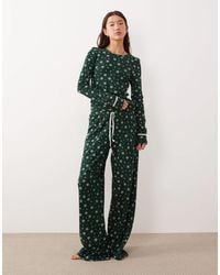 ASOS - Long Sleeve & Wide Leg Trouser Waffle Pyjama Gifting Set - Lyst