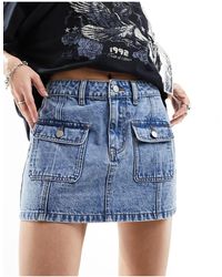 Bailey Rose - Micro Denim Mini Skirt With Y2k Detail - Lyst