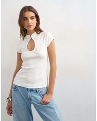 TOPSHOP - Ribbed Key Hole Top - Lyst