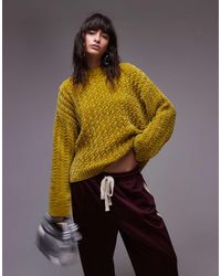 TOPSHOP - Knitted Chunky Oversized Cable Chenille Jumper - Lyst