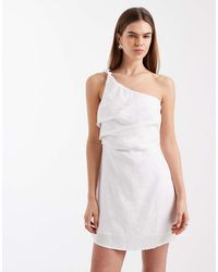 Cotton On - One Shoulder Linen Mini Dress - Lyst