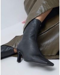 ASOS - Rumi Real Leather Unlined Heeled Ankle Boots - Lyst