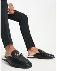 ASOS - – pantoletten im loafer-stil aus em kunstleder mit gestepptem detail und offener fersenpartie - Lyst