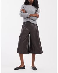 ASOS - Tailored Faux Leather High Waist Culotte Pants - Lyst