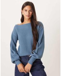 Threadbare - Gebreide Trui Met Boothals En Ballonmouwen - Lyst
