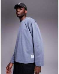 ASOS - Camiseta Azul Marino Lavado De Corte Cuadrado Extragrande Con Hombros Caídos De Tejido Grueso De - Lyst